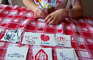 Girl coloring flash cards