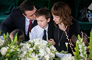 Family mourning at a funeral