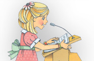 Young girl speaking at a pulpit