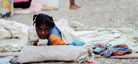 Haitian Woman Sleeping Disaster Relief