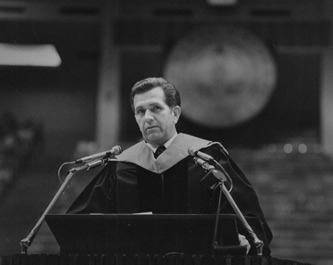 President Packer addressing a graduating class at University of Utah